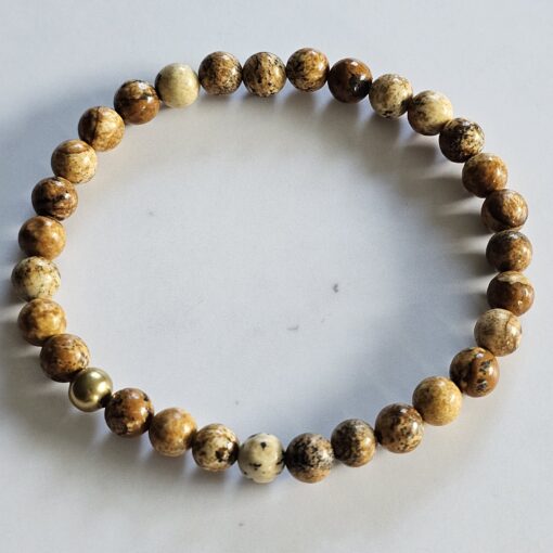 Jaspis („Landschaftsjaspis“) -Mala mit dunklerem „Landschaftsjaspis“-Anhänger und Armband – Bild 4