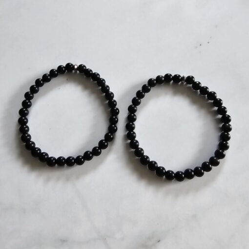 Obsidian („Regenbogen-Obsidian“) -Mala mit  „Regenbogen-Obsidian"-Anhänger (Buddha-Kopf) und 2 Armbändern – Bild 4