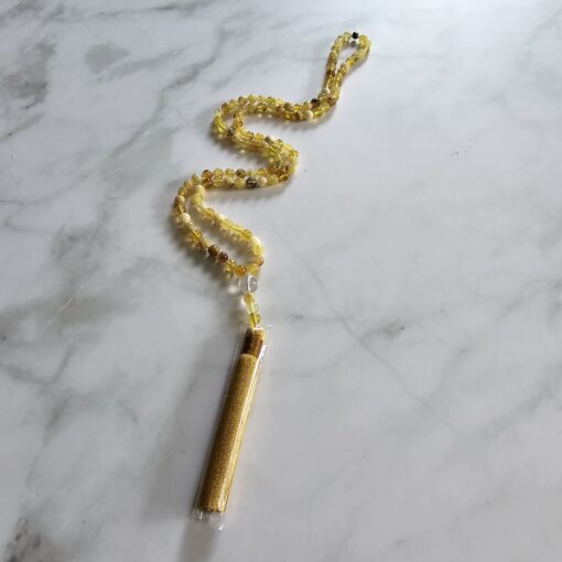 Opal (gelb) -Mala mit Seidenquaste – Bild 4