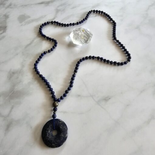 Lapislazuli-Pyrit-Mala (4 ) mit Lapislazuli-Donut – Bild 5