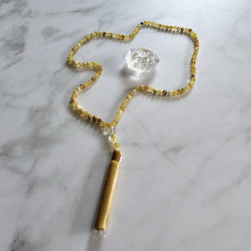 Opal (gelb) -Mala mit Seidenquaste – Bild 5
