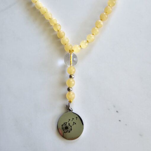 Calcit (orange, „Orangencalcit“) -Mala (3) mit Edelstahlanhänger – Bild 6