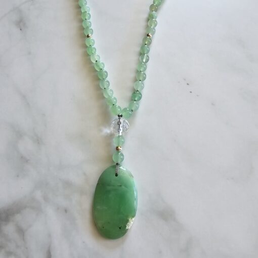 Chrysopras-Bergkristall-Mala mit Chrysopras-Anhänger – Bild 6