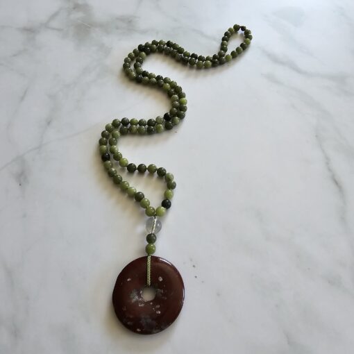 Jaspis (grün) -Mala mit rotem Jaspis-Donut und Armband – Bild 6