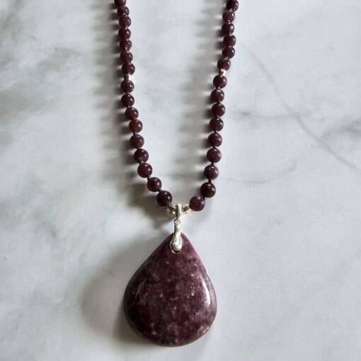 Lepidolith-Mala (2) mit Lepidolith-Anhänger – Bild 6