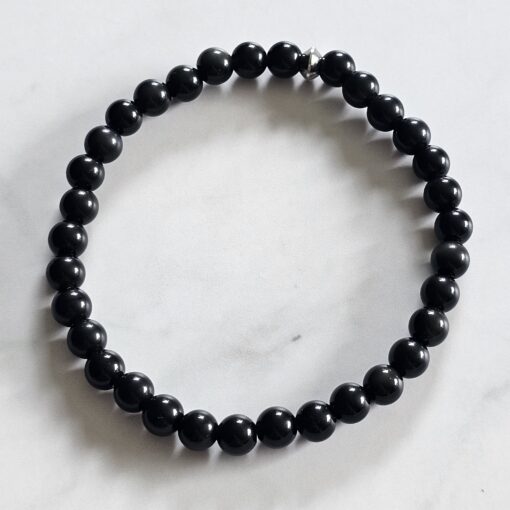 Obsidian („Regenbogen-Obsidian“) -Mala mit  „Regenbogen-Obsidian"-Anhänger (Buddha-Kopf) und 2 Armbändern – Bild 6