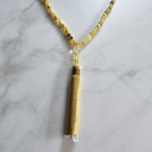 Opal (gelb) -Mala mit Seidenquaste – Bild 6
