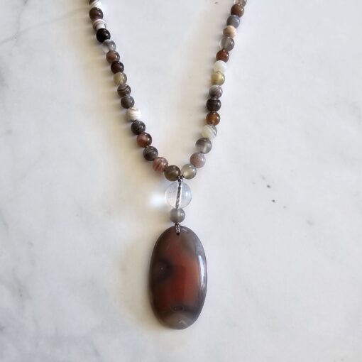 Achat („Botswana Achat“) -Mala (2) mit ovalem „Botswana Achat“-Anhänger – Bild 6