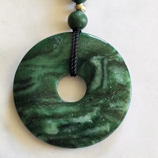 Budstone („Prasemquarz“) -Turmalin (schwarz) -Mala mit Budstone-Donut – Bild 7