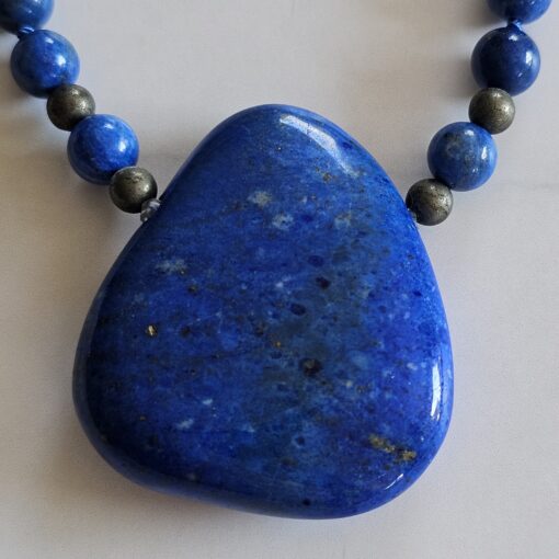 Lapislazuli-Pyrit-Mala (3) mit Lapislazuli-Anhänger (Tropfen) – Bild 7