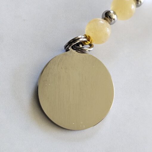 Calcit (orange, „Orangencalcit“) -Mala (3) mit Edelstahlanhänger – Bild 8
