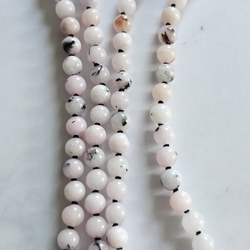 Jaspis („Kirschblüten-Jaspis“) -Turmalin (schwarz) -Mala mit Seidenquaste – Bild 8
