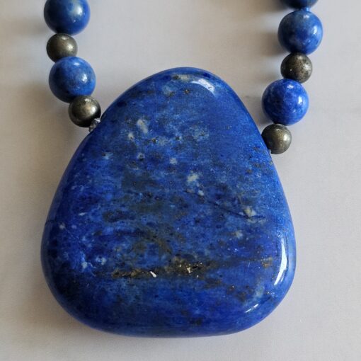 Lapislazuli-Pyrit-Mala (3) mit Lapislazuli-Anhänger (Tropfen) – Bild 8