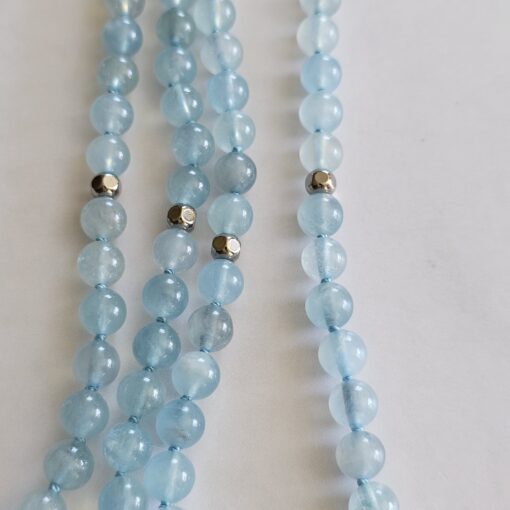Aquamarin-Mala (2) mit Edelstahlanhänger – Bild 8