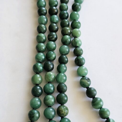 Budstone („Prasemquarz“) -Turmalin (schwarz) -Mala mit Budstone-Donut – Bild 9