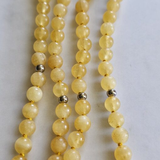 Calcit (orange, „Orangencalcit“) -Mala (3) mit Edelstahlanhänger – Bild 9