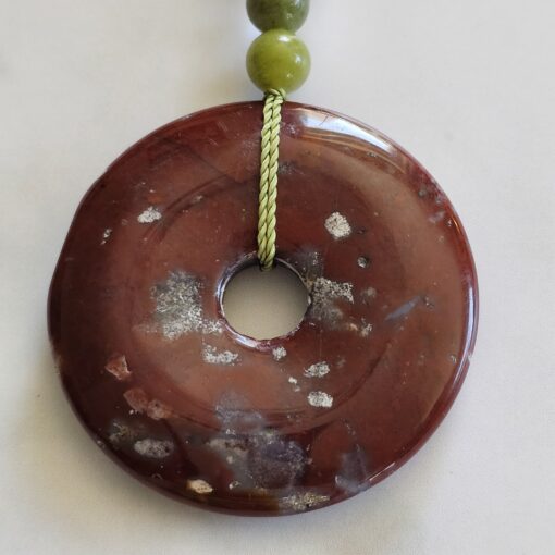 Jaspis (grün) -Mala mit rotem Jaspis-Donut und Armband – Bild 9