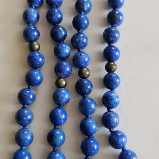 Lapislazuli-Pyrit-Mala (3) mit Lapislazuli-Anhänger (Tropfen) – Bild 9