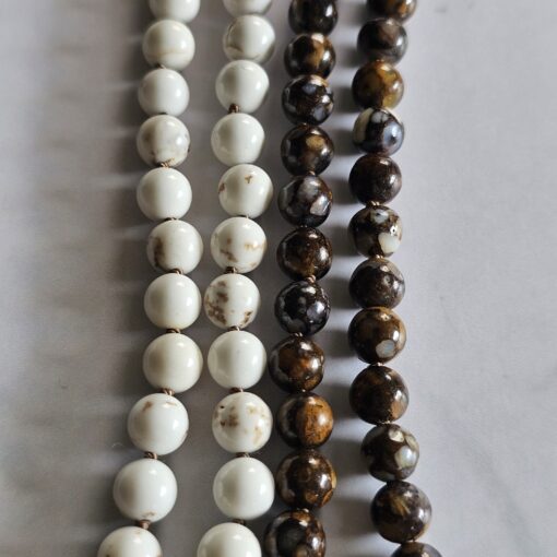 Magnesit-Opal (braun) -Mala (2) mit Edelstahlanhänger – Bild 9