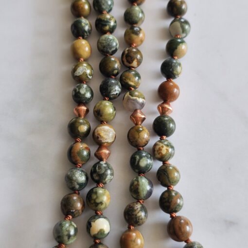 Meta-Rhyolith („Augenstein“, „Regenwaldstein“) -Kupfer-Mala mit „Regenwaldstein“-Anhänger – Bild 9