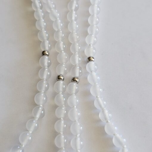 Achat (weiß, „Friedensachat“) -Mala (2) mit Kundl-Marmor-Anhänger – Bild 9