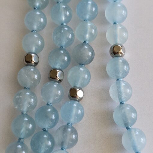 Aquamarin-Mala (2) mit Edelstahlanhänger – Bild 9