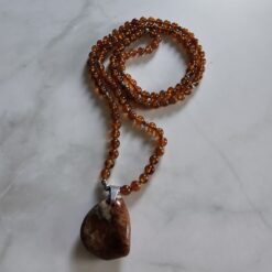 Spessartin (Granat) -Mala mit Hessonit (Granat) -Anhänger