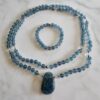 Fluorit (blau) -Bergkristall-Mala mit blau-grünem Fluorit-Anhänger und Armband