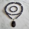 Iolith (Cordierit) -Bergkristall (facettiert) -Mala mit Iolith-Anhänger und Armband