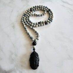K2-Obsidian-Mala mit Obsidian-Anhänger