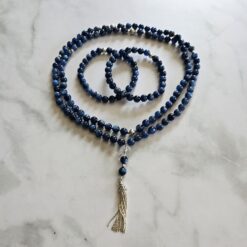 Kyanit-Mala (1) mit 925 Silberquaste und 2 Armbändern