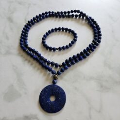 Lapislazuli-Pyrit-Mala (2) mit Lapislazuli-Donut und Armband