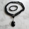 Obsidian („Regenbogen-Obsidian“) -Mala (3) mit „Regenbogen-Obsidian“-Anhänger und Armband