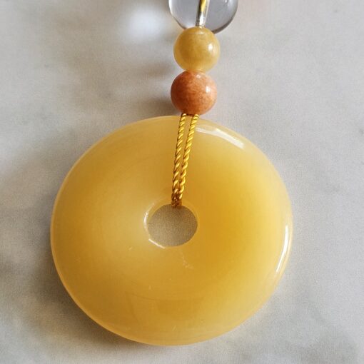 Calcit (orangefarben und gelb) -Mala mit gelbem Calcit-Donut und Armband – Bild 10