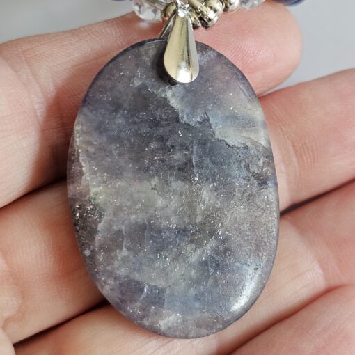 Iolith (Cordierit) -Bergkristall (facettiert) -Mala mit Iolith-Anhänger und Armband – Bild 10