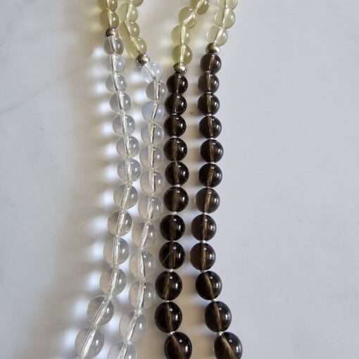 Bergkristall-Rauchquarz-Zitronenquarz-Mala mit Bergkristall-Anhänger und Armband – Bild 11