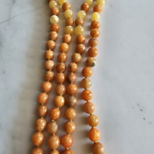 Calcit (orangefarben und gelb) -Mala mit gelbem Calcit-Donut und Armband – Bild 11