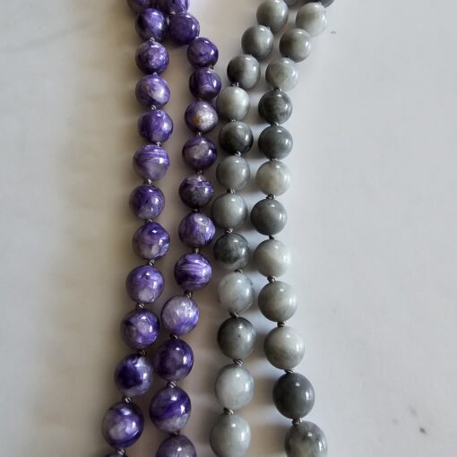 Charoit-"Adlerauge"-Mala mit Charoit-Anhänger und Armband – Bild 11