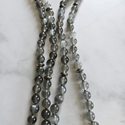 Mondstein (grau) -Mala mit grauem Achat-Anhänger und Armband – Bild 11