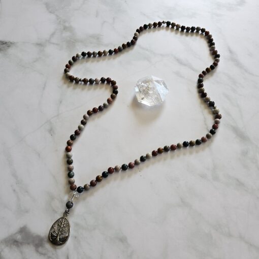 Achat („Alashan-Achat“) -Mala mit Edelstahlanhänger – Bild 6
