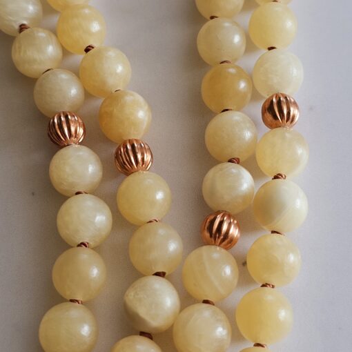 Calcit (gelb) -Kupfer-Mala mit orangefarbenem Aventurinquarz-Donut und Armband – Bild 12