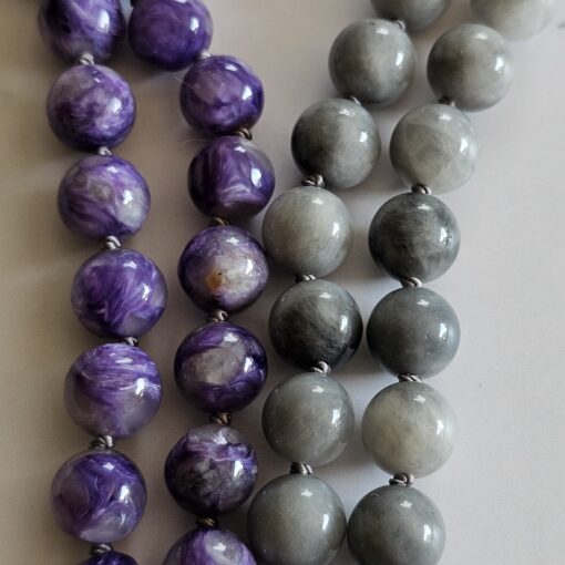 Charoit-"Adlerauge"-Mala mit Charoit-Anhänger und Armband – Bild 12