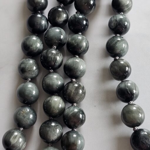 Quarz-Katzenaugen-Mala mit Edelstahlanhänger und Armband – Bild 12