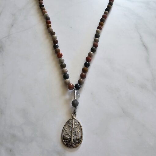 Achat („Alashan-Achat“) -Mala mit Edelstahlanhänger – Bild 7