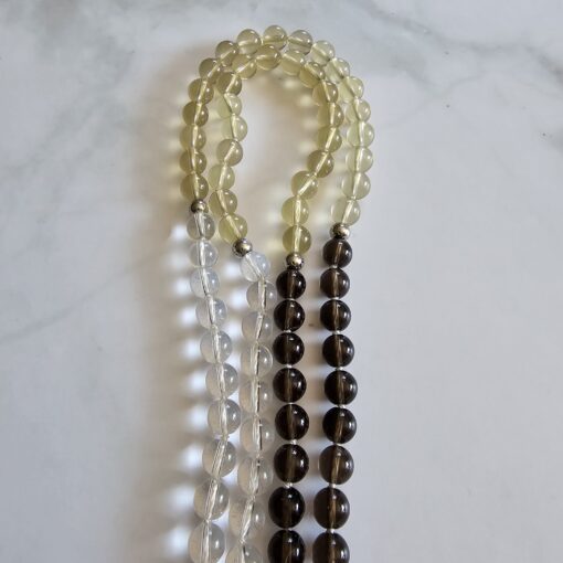 Bergkristall-Rauchquarz-Zitronenquarz-Mala mit Bergkristall-Anhänger und Armband – Bild 13
