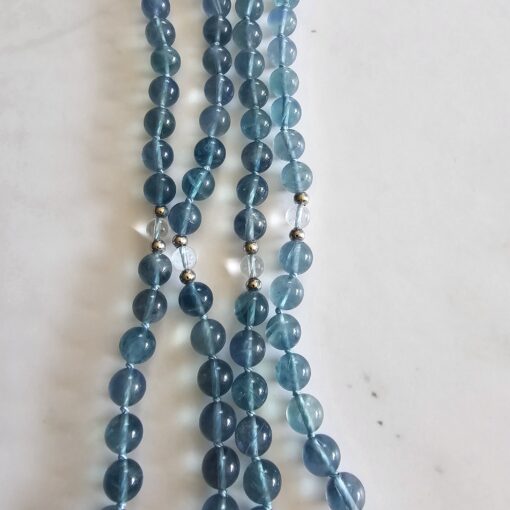 Fluorit (blau) -Bergkristall-Mala mit blau-grünem Fluorit-Anhänger und Armband – Bild 13
