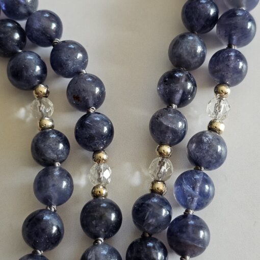 Iolith (Cordierit) -Bergkristall (facettiert) -Mala mit Iolith-Anhänger und Armband – Bild 12