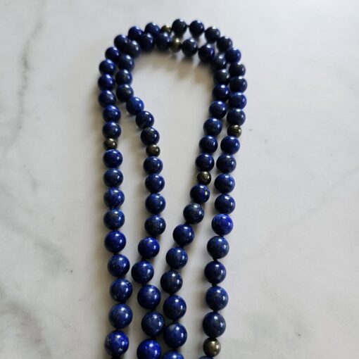 Lapislazuli-Pyrit-Mala (2) mit Lapislazuli-Donut und Armband – Bild 13