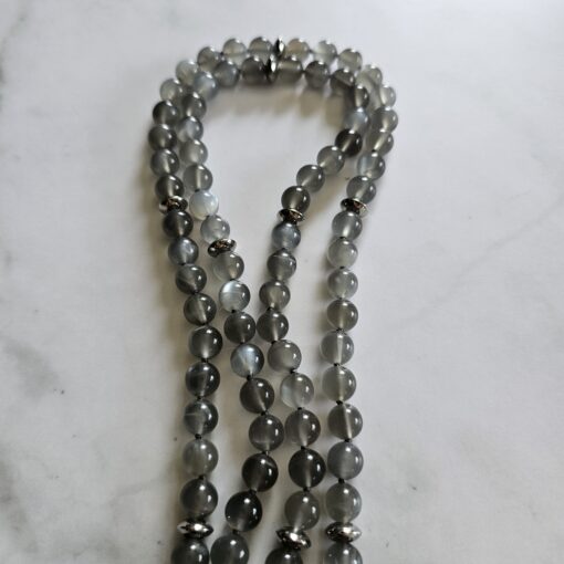 Mondstein (grau) -Mala mit grauem Achat-Anhänger und Armband – Bild 13