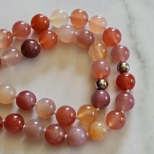Achat („Yanyuan Achat“) -Mala mit Edelstahlanhänger und Armband – Bild 14